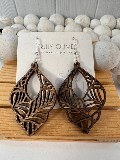 Truly Olive Wood Mandala Earrings Lightweight Wood Earrings For Women - Earrings Dangle Earrings