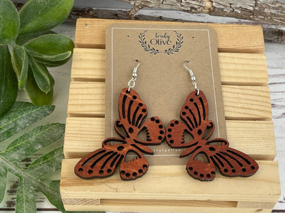 Truly Olive Perfect Wooden Butterfly Lightweight Earrings - Earrings Dangle Earrings