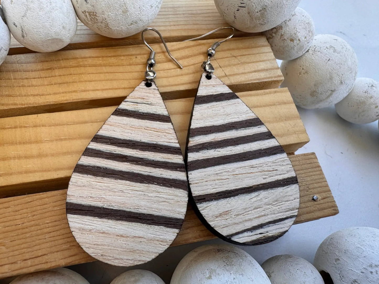 Truly Olive Natural Exotic Brazilian Oak Cafe Collection Wood Earrings - Earrings Hoop Earrings