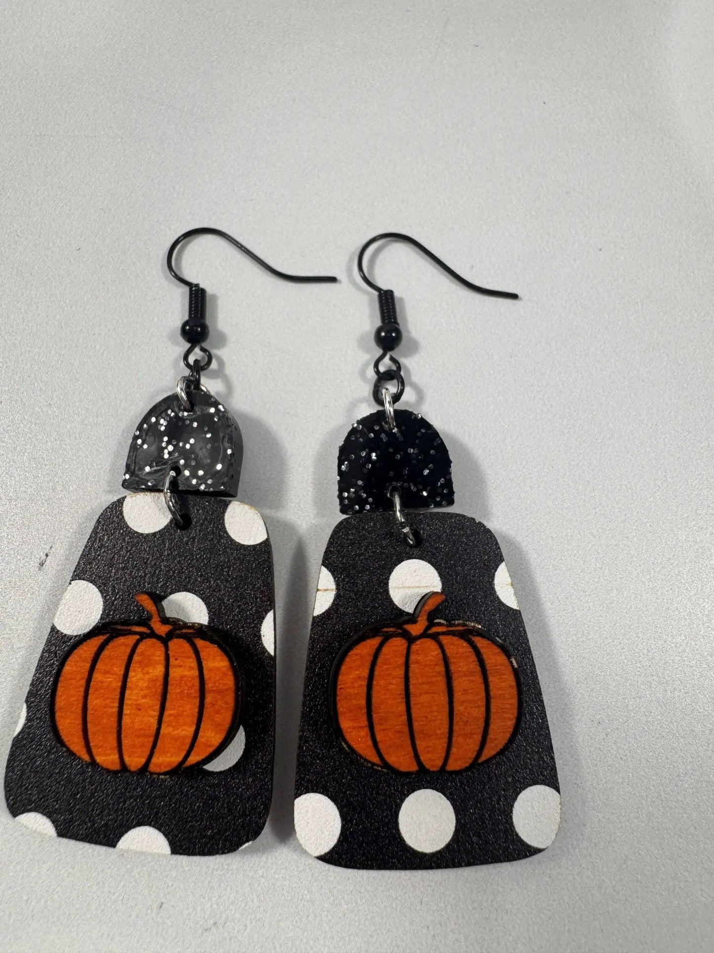 Truly Olive Cute Fall Pumpkin Polk A Dots - Earrings Dangle Earrings