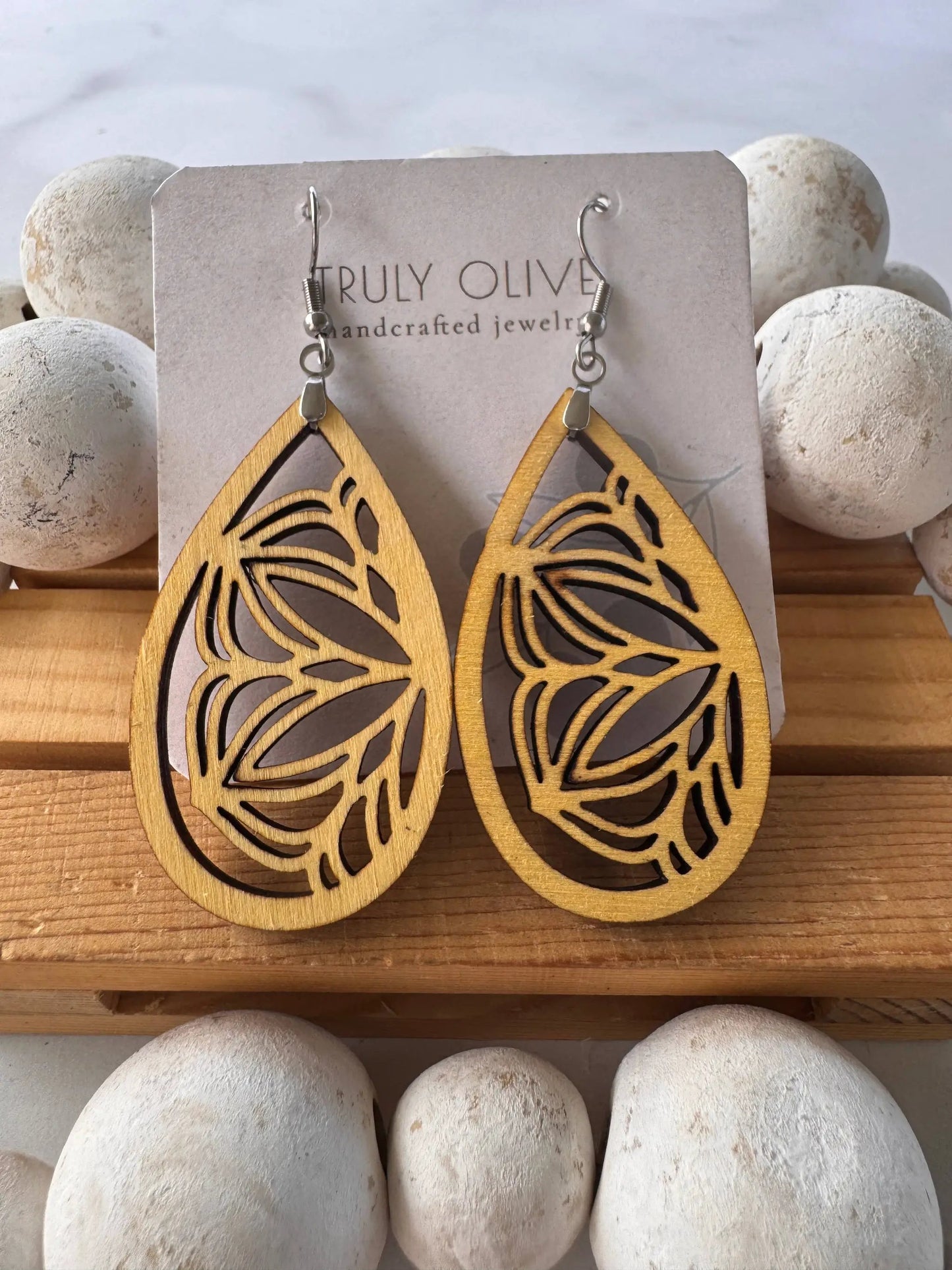 Truly Olive Natural Filigree Earrings - Earrings Dangle Earrings