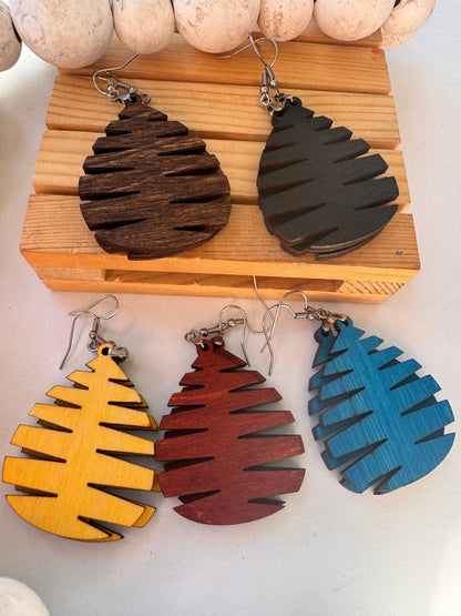 Truly Olive Wood Mandala Tree Shape - Earrings Dangle Earrings
