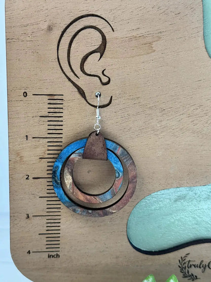 Truly Olive Colorful Blue Statement Hoop Earrings - Earrings Dangle Earrings