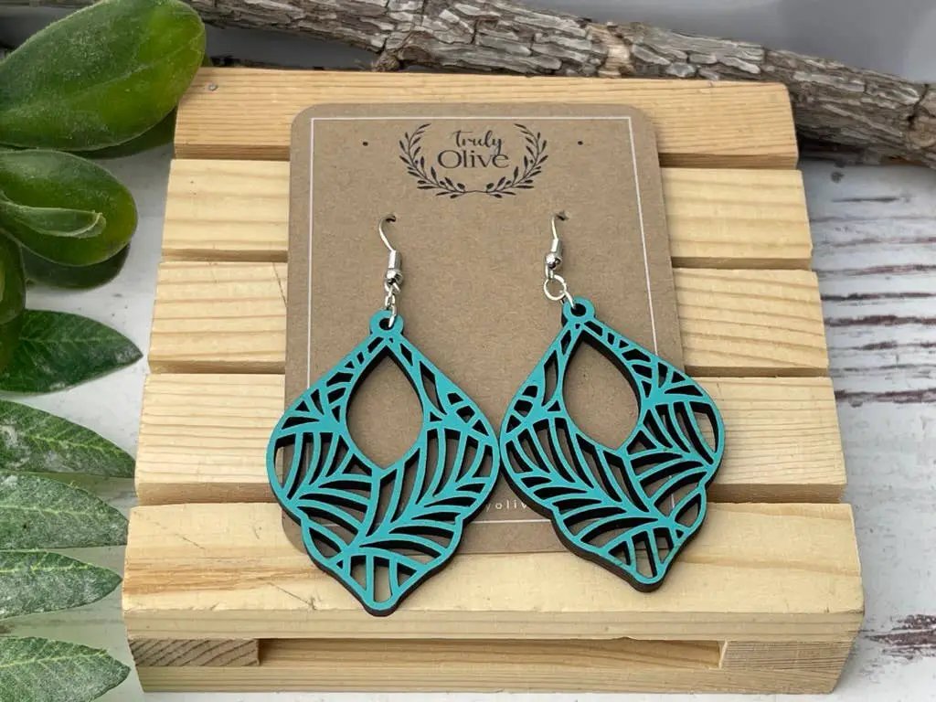 Truly Olive Wood Mandala Earrings Lightweight Wood Earrings For Women - Earrings Dangle Earrings