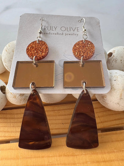 Truly Olive Sparkly Fall Dangle Earrings - Earrings Dangle Earrings
