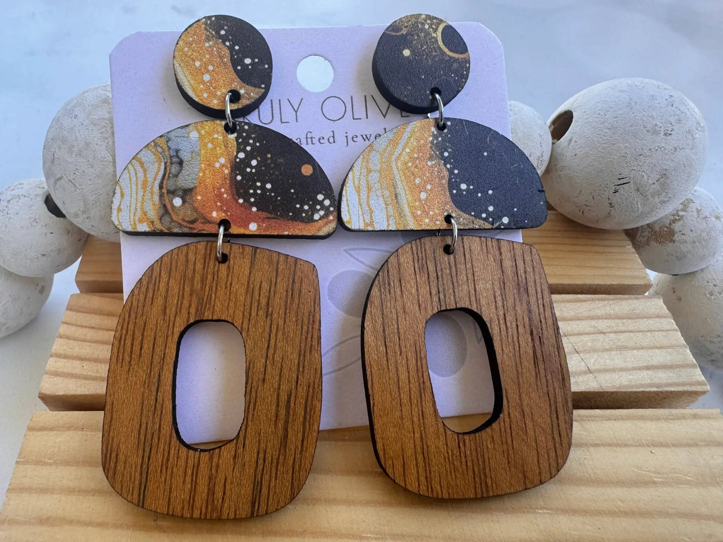 Truly Olive Elegant Moon and Stars Dangle Earrings - Earrings Dangle Earrings