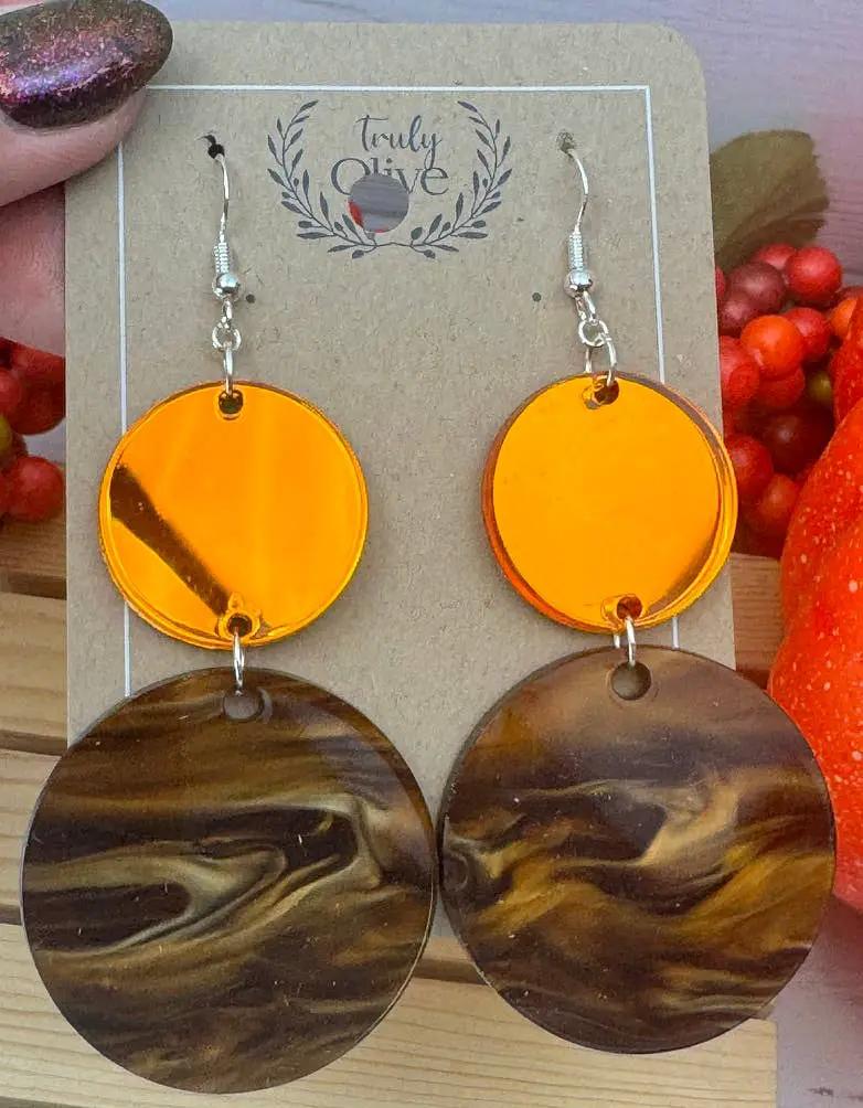 Truly Olive Brown and Orange Fall Dangle Earrings - Earrings Dangle Earrings