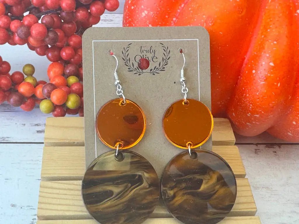 Truly Olive Brown and Orange Fall Dangle Earrings - Earrings Dangle Earrings