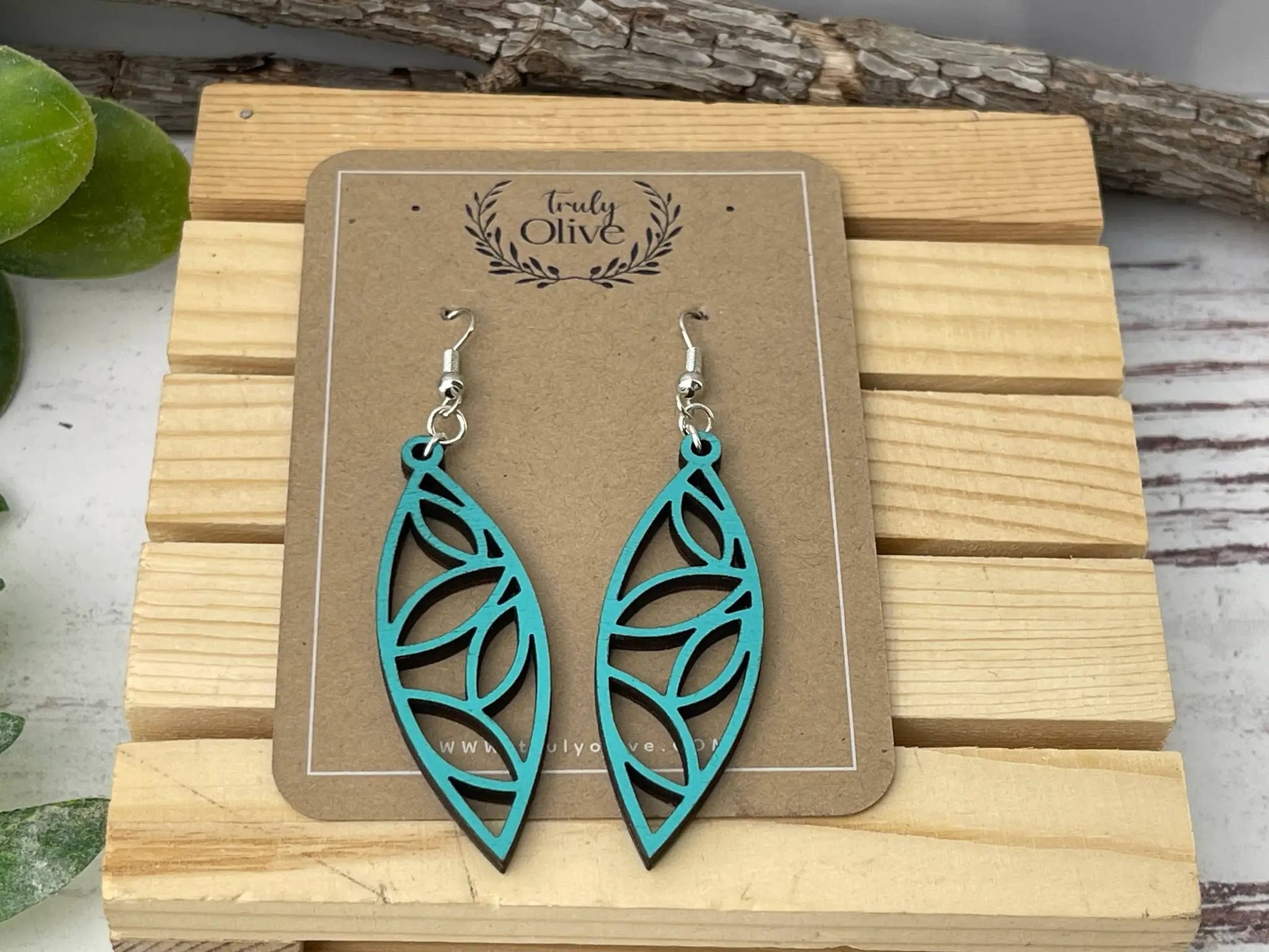 Truly Olive The Perfect Boho Mandala Wooden Earrings - Earrings Dangle Earrings