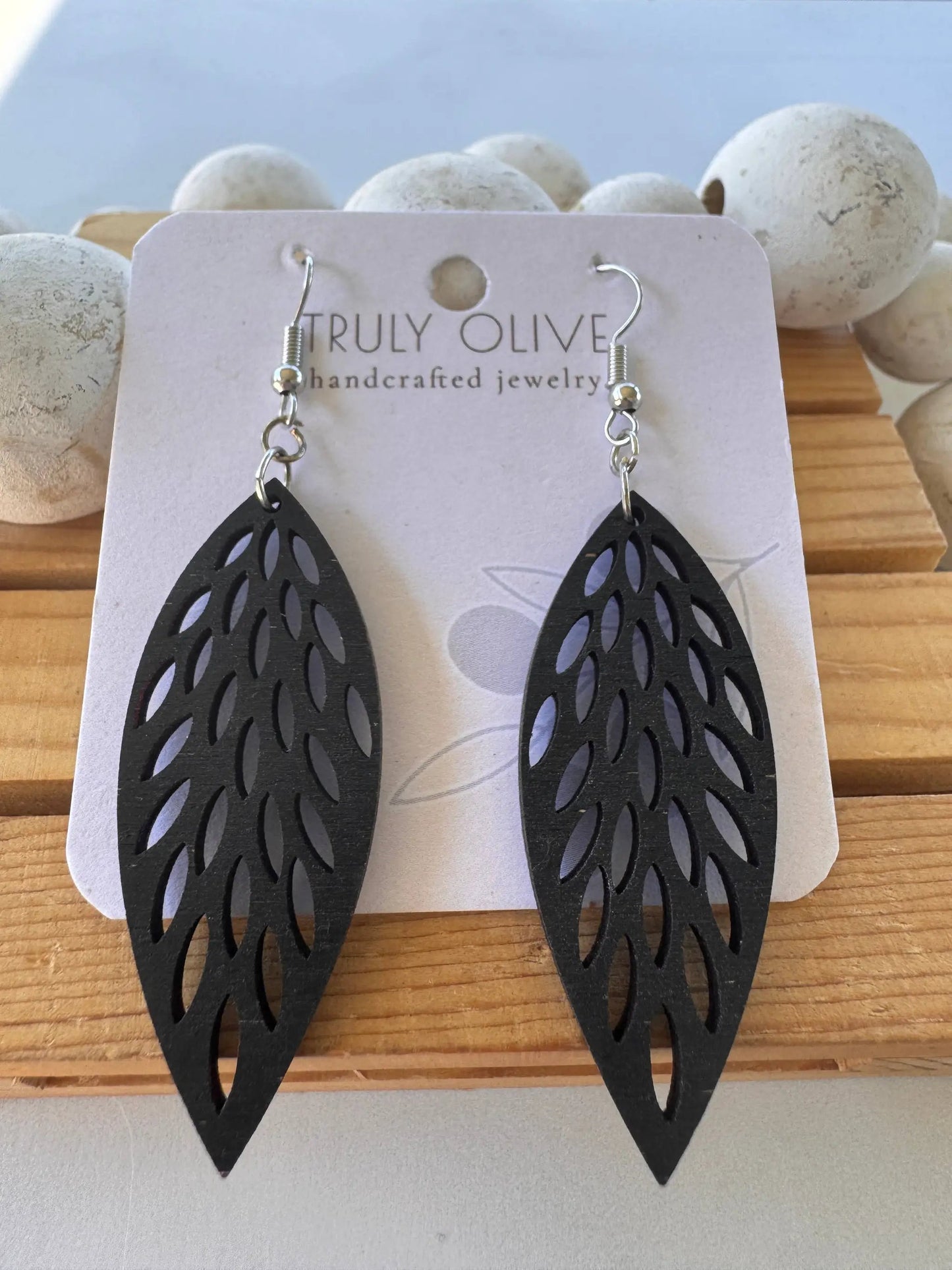 Truly Olive Discover the Luxury of Wooden Feather Lightweight Earrings - Earrings Dangle Earrings