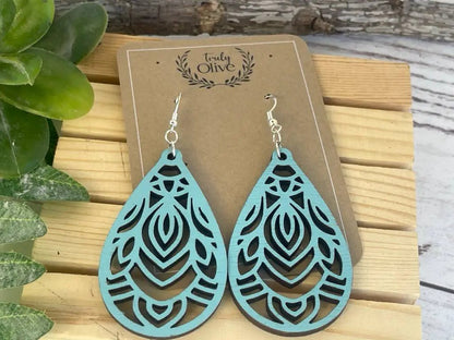 Truly Olive Enhance Your Style With Ornate Teardrop Earrings - Earrings Dangle Earrings