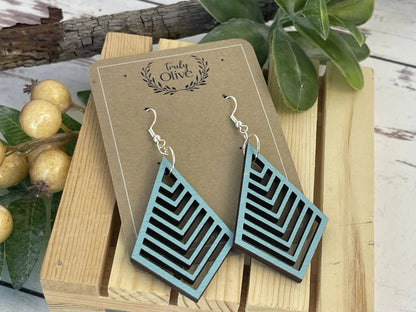 Truly Olive Triangle Wood Earrings Exquisite Unique Accessories - Earrings Dangle Earrings