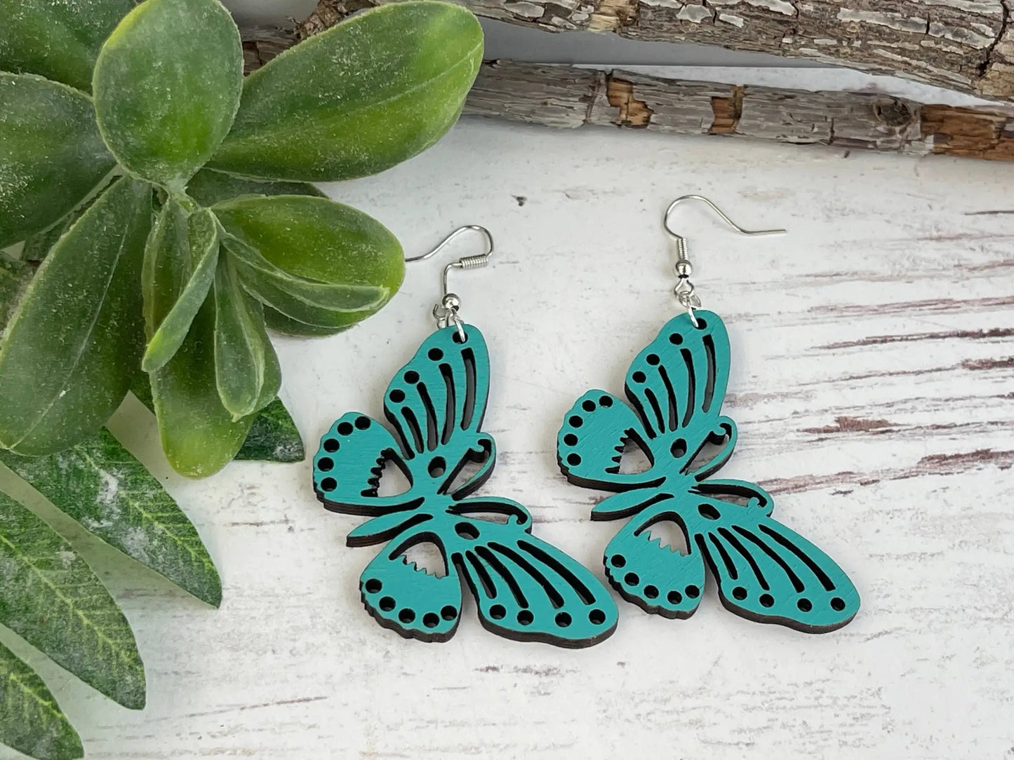 Truly Olive Perfect Wooden Butterfly Lightweight Earrings - Earrings Dangle Earrings