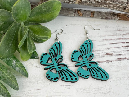 Truly Olive Perfect Wooden Butterfly Lightweight Earrings - Earrings Dangle Earrings