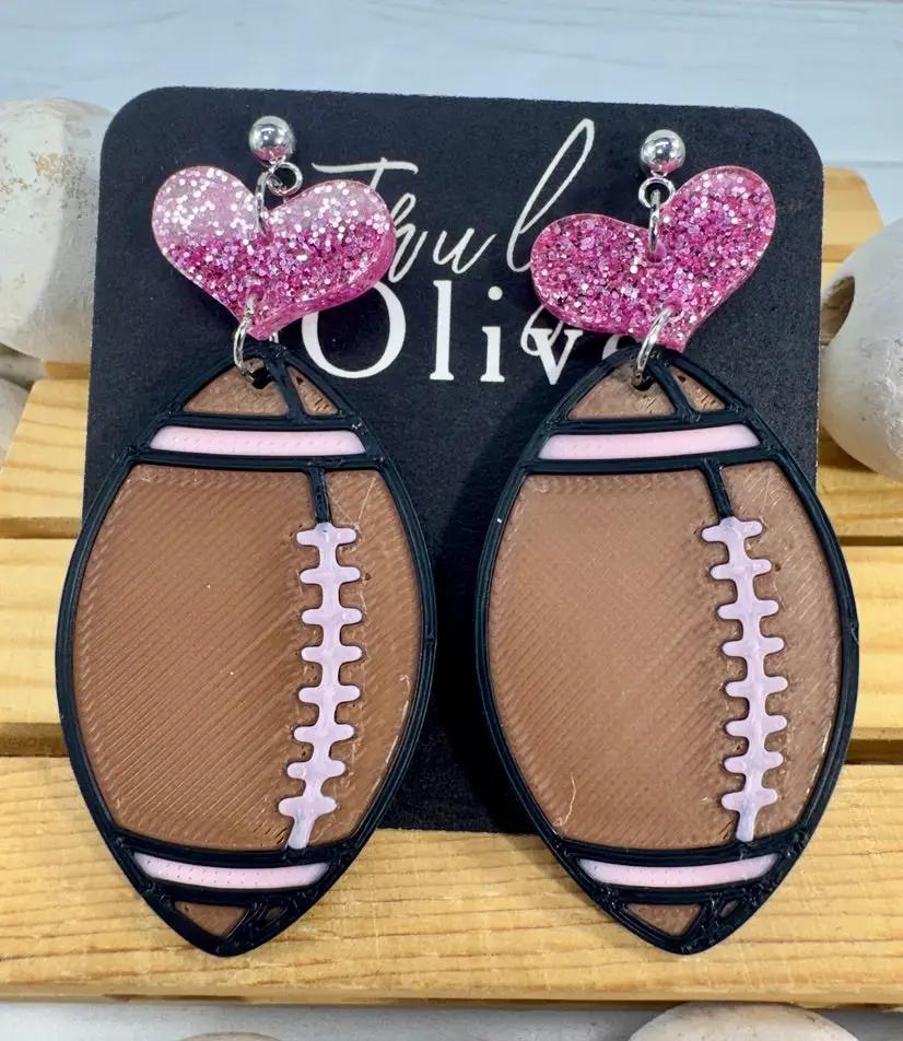 Truly Olive Customizable Football Earrings Choose Your Team Colors Game Day Statement Jewelry 2026 - Earrings Dangle Earrings