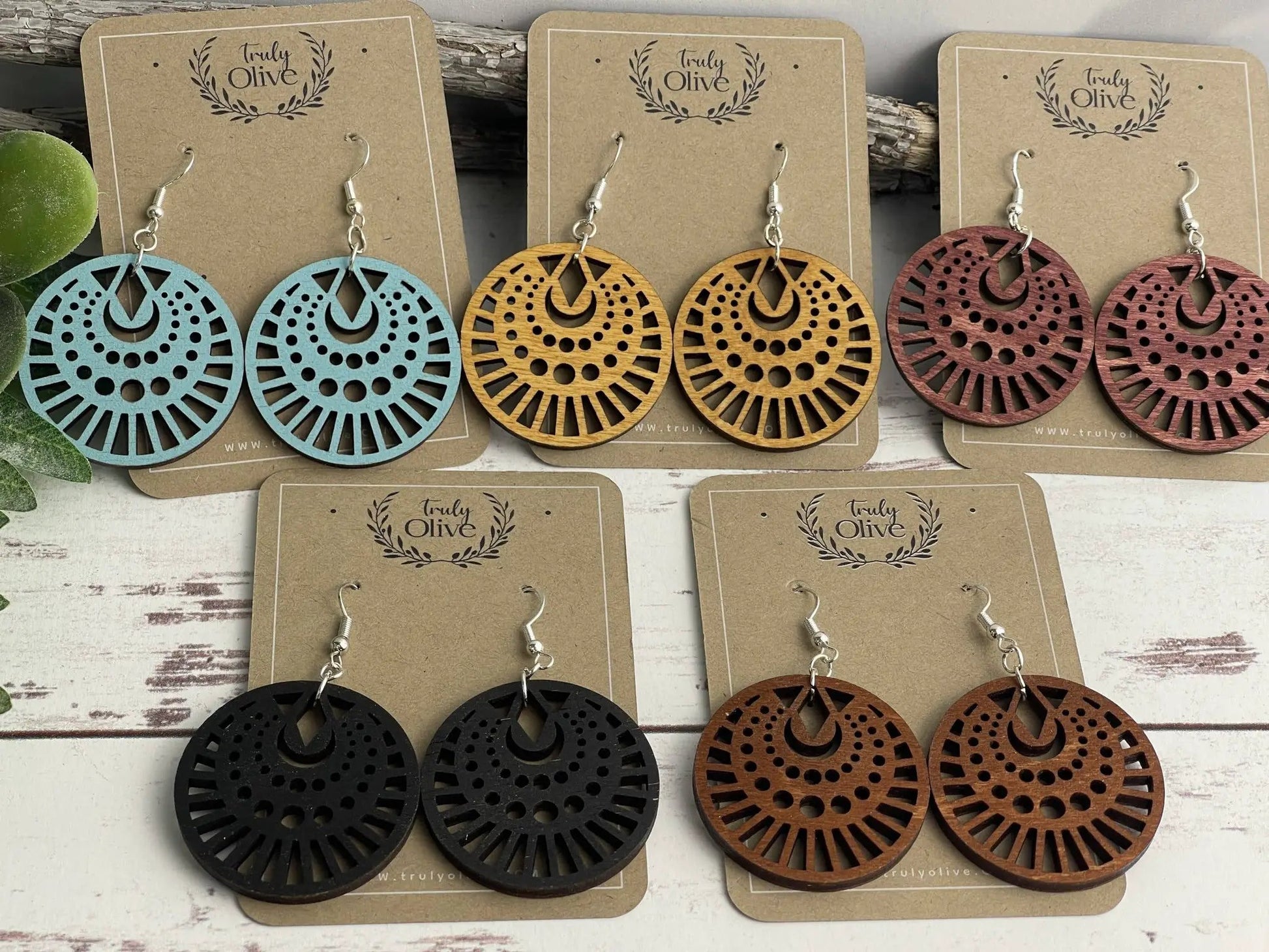 Truly Olive Lightweight Dangle Earrings in Geometric Shapes - Earrings Dangle Earrings