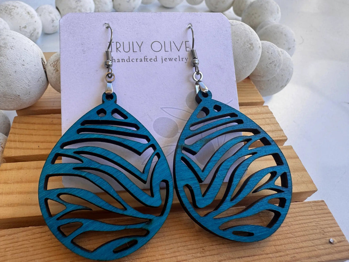 Truly Olive Lightweight Wooden Earrings - Earrings Dangle Earrings