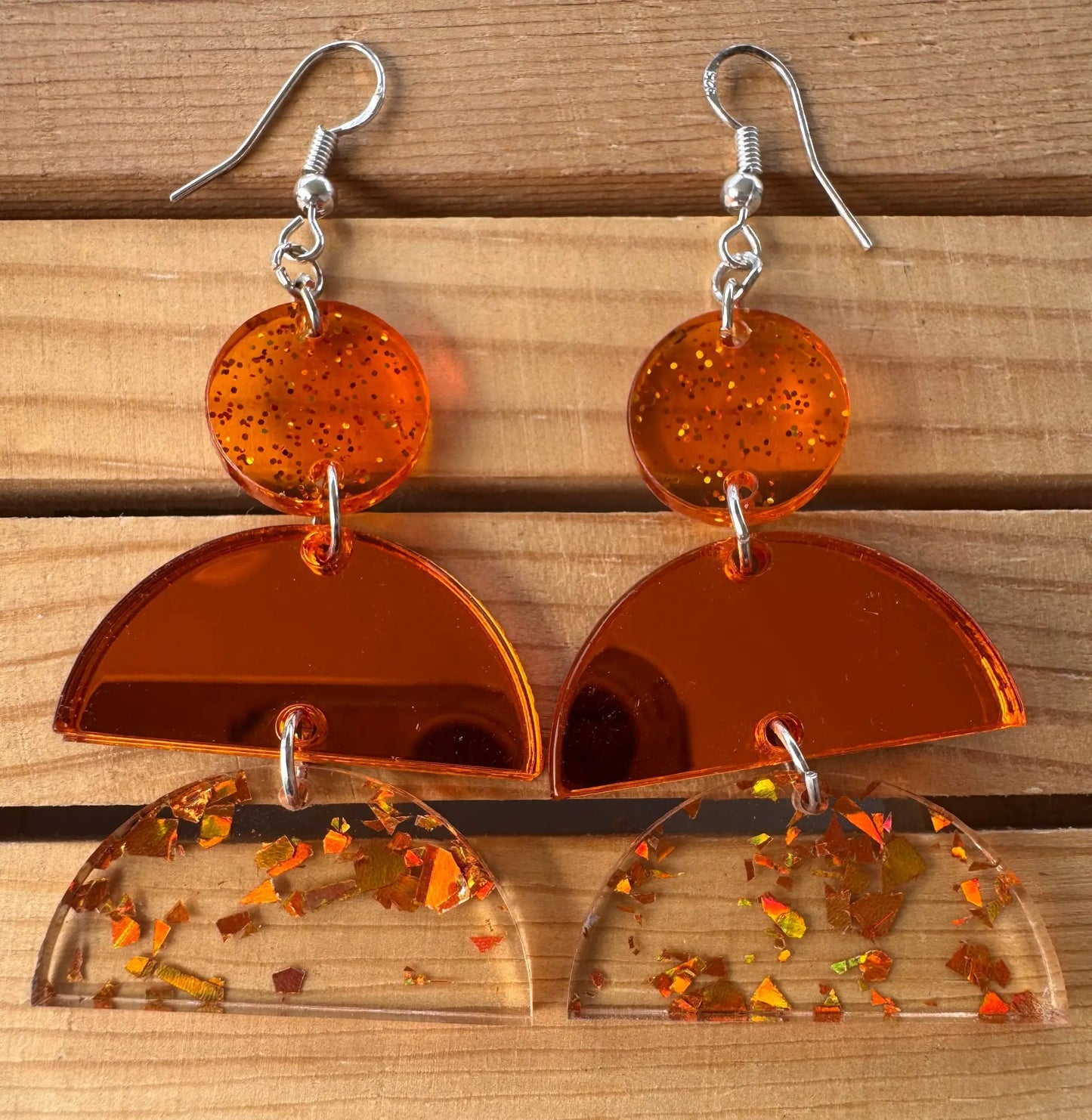 Truly Olive Orange Confetti Sparkle Dangle Earrings - Earrings Dangle Earrings
