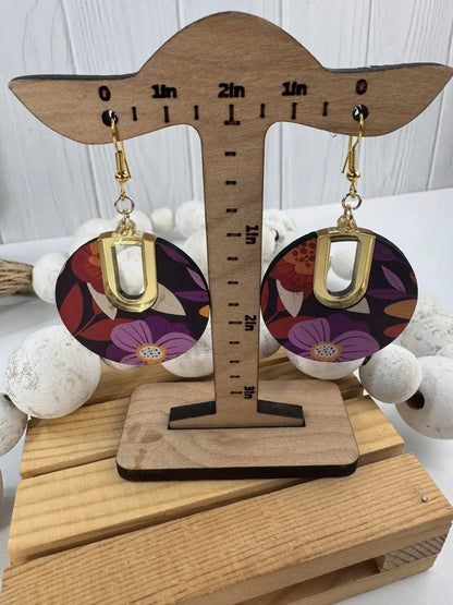 Truly Olive Flower Pattern Wood Earrings Gift For Her - Earrings Dangle Earrings