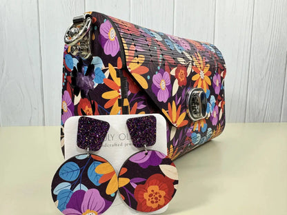 Truly Olive Bright Flower Pattern Wood Handbag Clutch Purse - Clutch Bags Clutch Bag - Women's