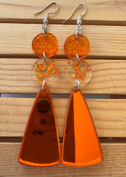 Truly Olive Orange Acrylic Confetti Drop Earrings - Earrings Dangle Earrings