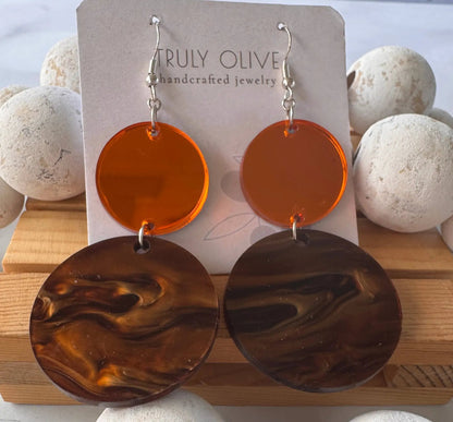 Truly Olive Brown and Orange Fall Dangle Earrings - Earrings Dangle Earrings
