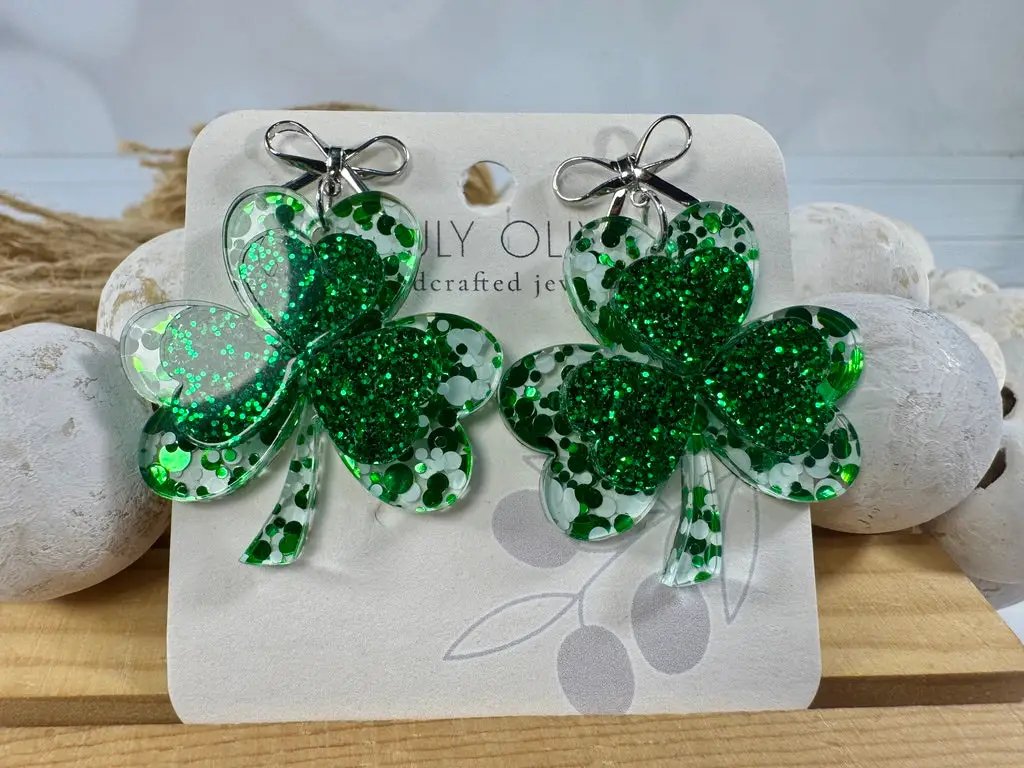 Trulyolive St Patty's Day 4 Leaf Clover Dangle Earrings - Earrings