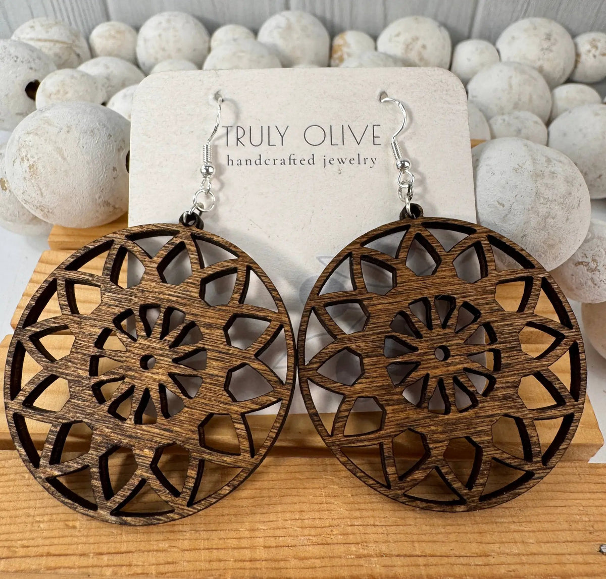 Truly Olive Lightweight Wooden Boho Earrings - Earrings Dangle Earrings