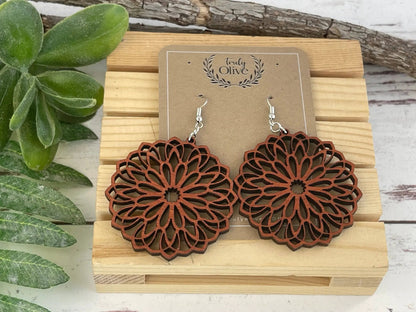 Truly Olive Wooden Oval Lightweight Earrings - Earrings Dangle Earrings