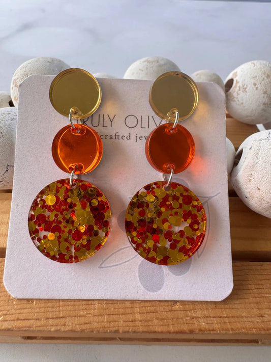 Truly Olive Dazzling Orange and Sparkly Fall Dangle Earrings - Earrings Dangle Earrings
