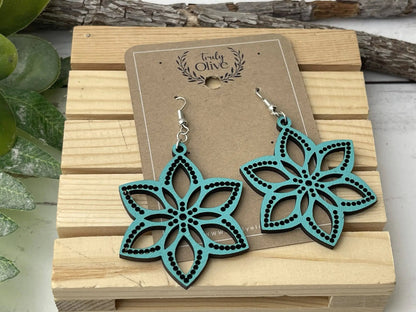 Truly Olive Introducing Lightweight Wood Earrings in a Large Star Shape - Earrings Dangle Earrings