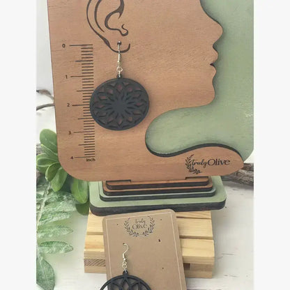 Truly Olive Lightweight Circle Wood Earrings - Earrings Dangle Earrings