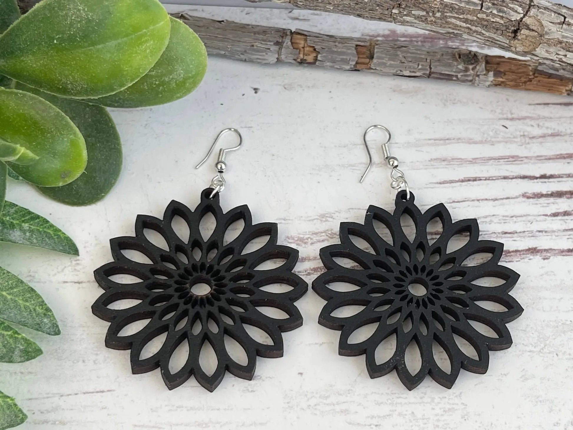 Truly Olive Bohemian Wood Earrings - Earrings Dangle Earrings