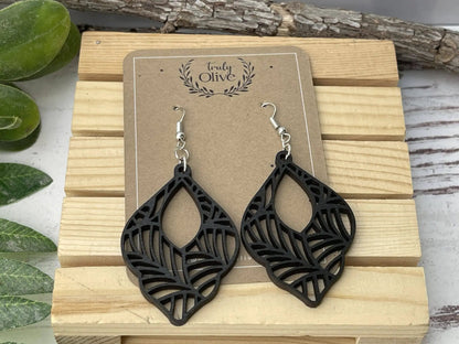 Truly Olive Wood Mandala Earrings Lightweight Wood Earrings For Women - Earrings Dangle Earrings