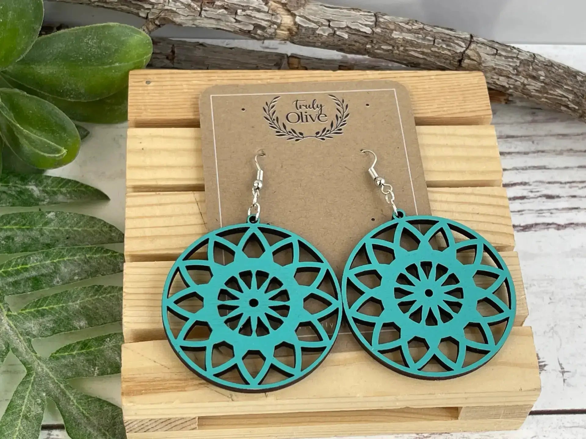 Truly Olive Lightweight Wooden Boho Earrings - Earrings Dangle Earrings
