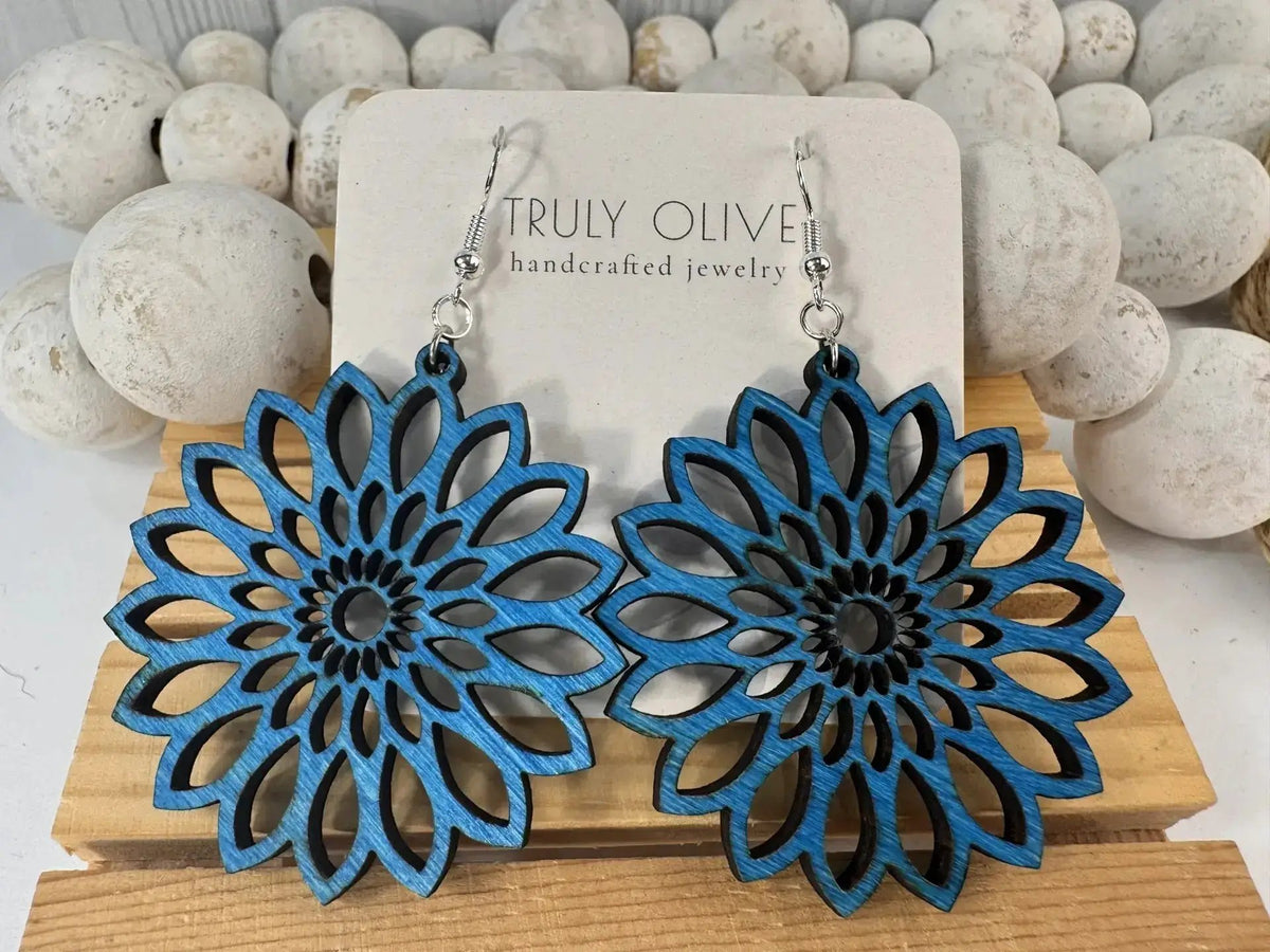 Truly Olive Bohemian Wood Earrings - Earrings Dangle Earrings