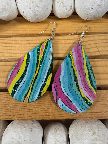 Truly Olive Colorful Wavey Pattern Acrylic Earrings - Earrings Dangle Earrings