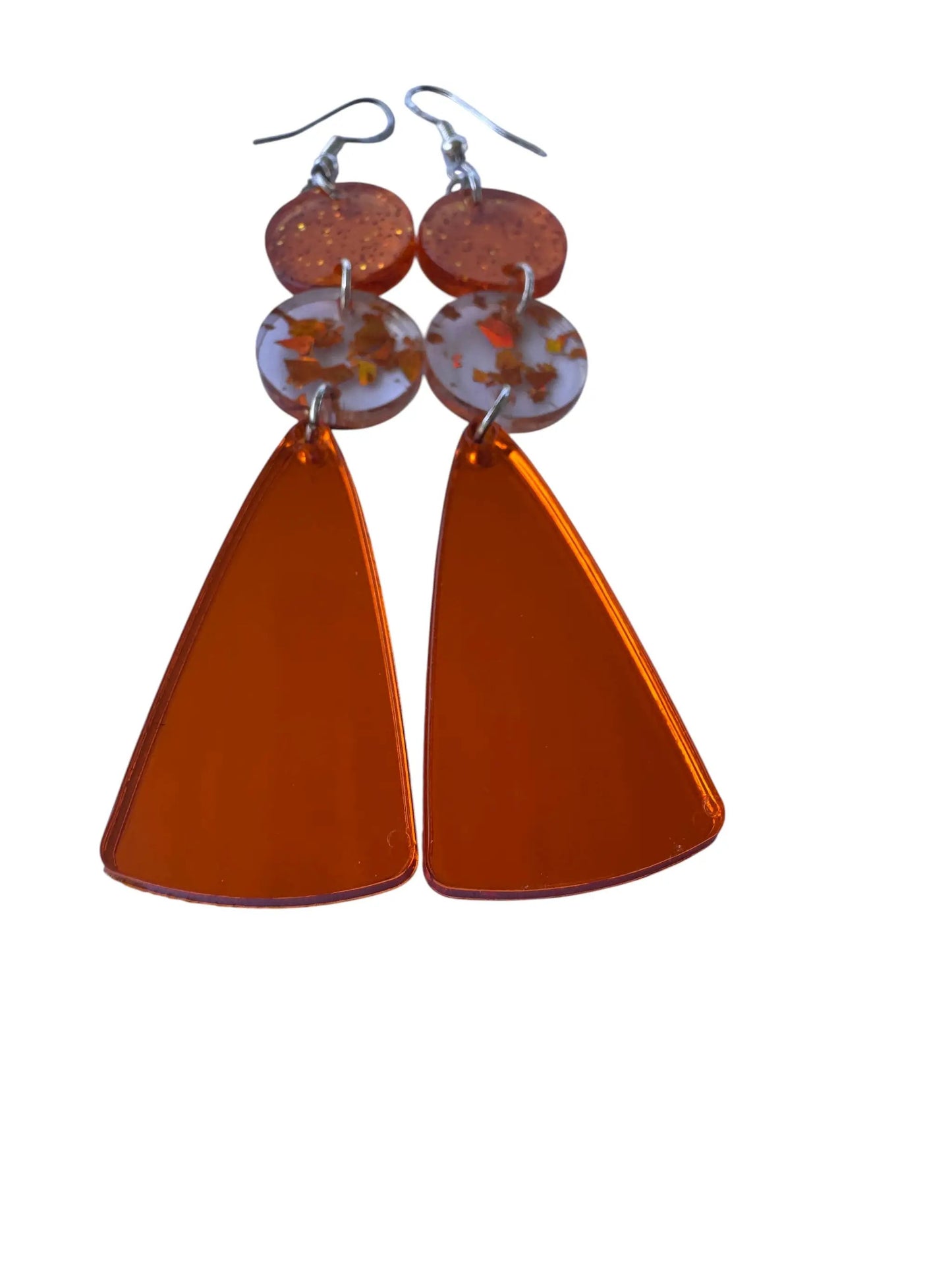 Truly Olive Orange Acrylic Confetti Drop Earrings - Earrings Dangle Earrings