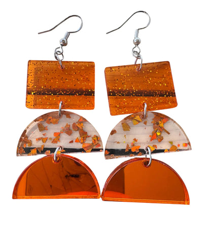 Truly Olive Sparkly Fall Geometric Dangles - Earrings Dangle Earrings