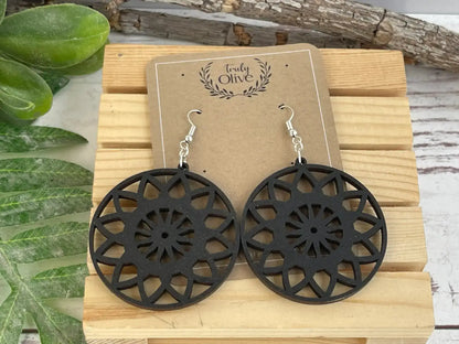 Truly Olive Lightweight Wooden Boho Earrings - Earrings Dangle Earrings