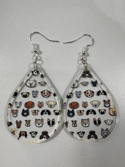 Truly Olive Adorable Acrylic Puppy Dog Face Earrings - Earrings Dangle Earrings