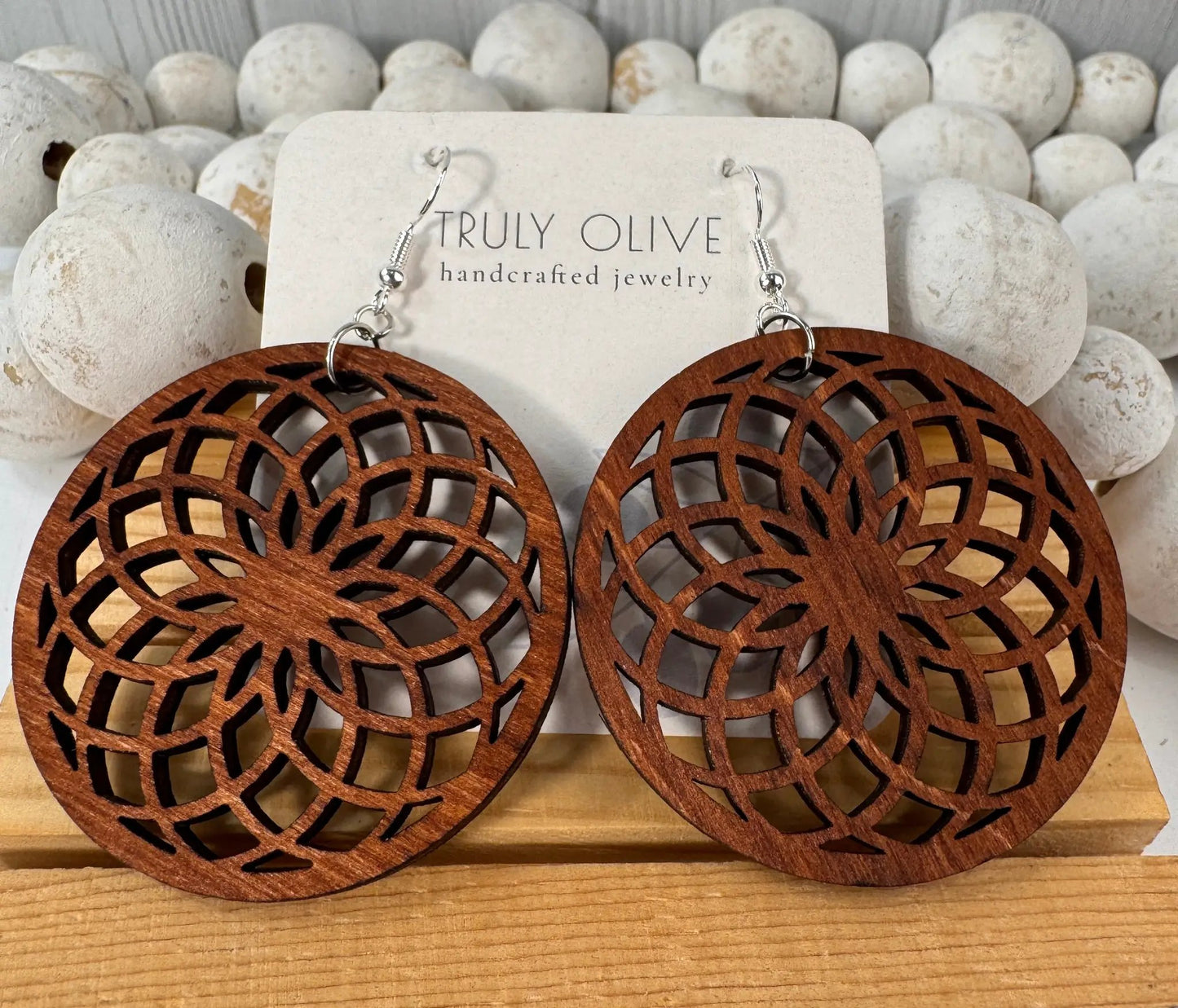 Truly Olive Wooden Boho Earrings All Day Wear - Earrings Dangle Earrings