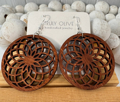Truly Olive Wooden Boho Earrings All Day Wear - Earrings Dangle Earrings