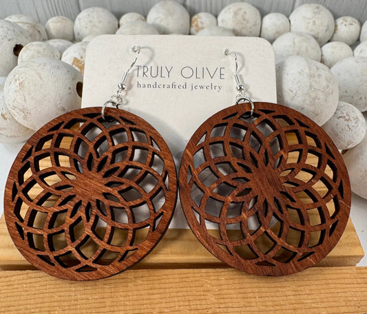 Truly Olive Wooden Boho Earrings All Day Wear - Earrings Dangle Earrings