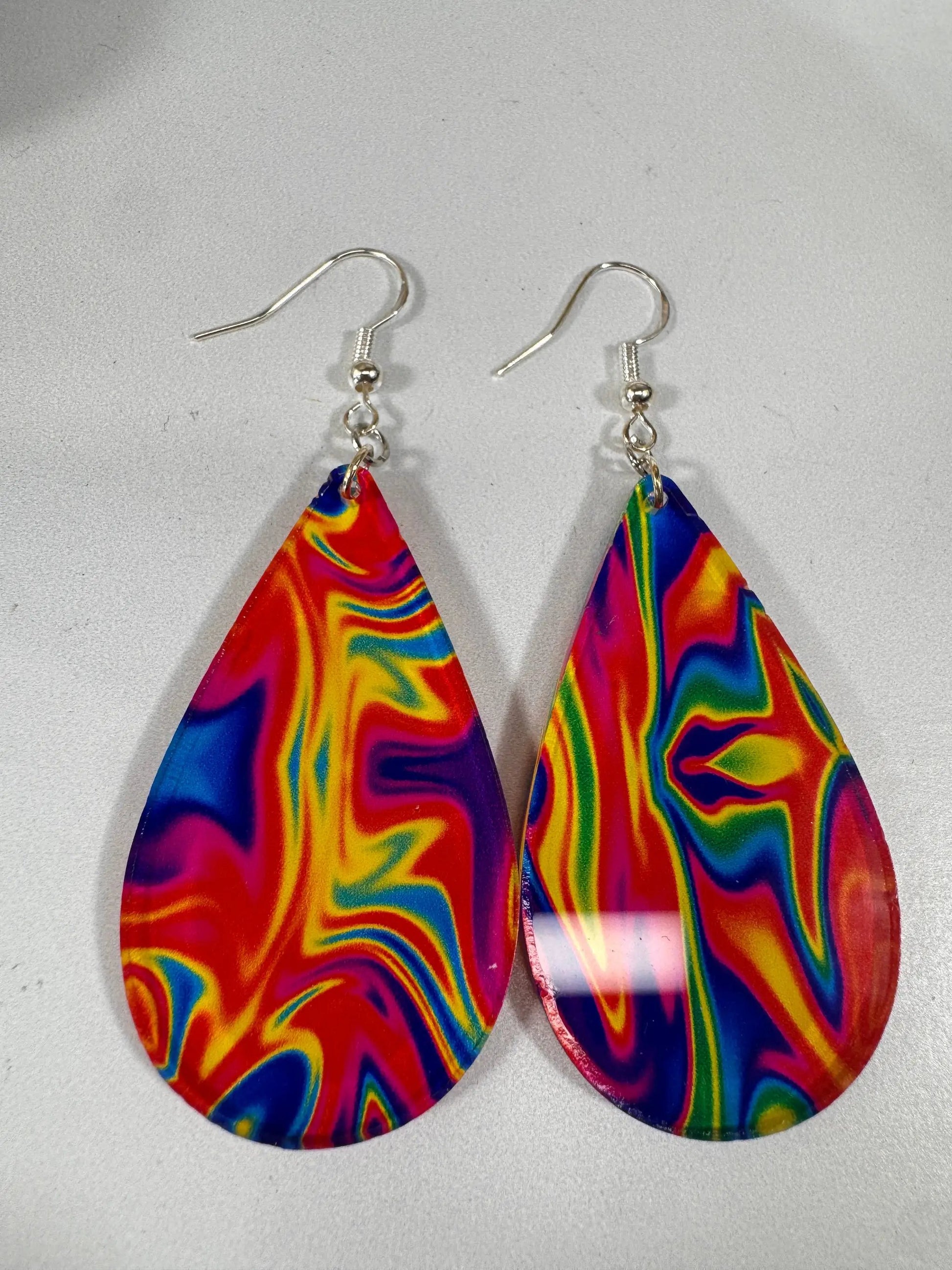 Truly Olive Groovy Swirl Multi Colored Teardrops - Earrings Dangle Earrings