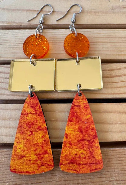 Truly Olive Gold and Orange Fall Dangle Earrings - Earrings Dangle Earrings