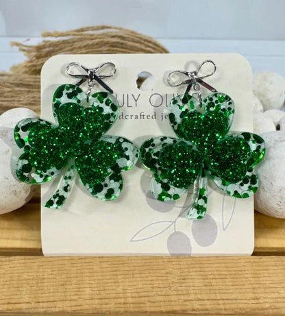 Trulyolive St Patty's Day 4 Leaf Clover Dangle Earrings - Earrings