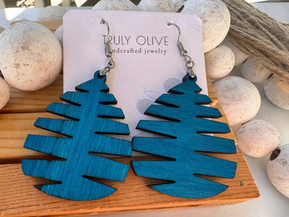 Truly Olive Wood Mandala Tree Shape - Earrings Dangle Earrings