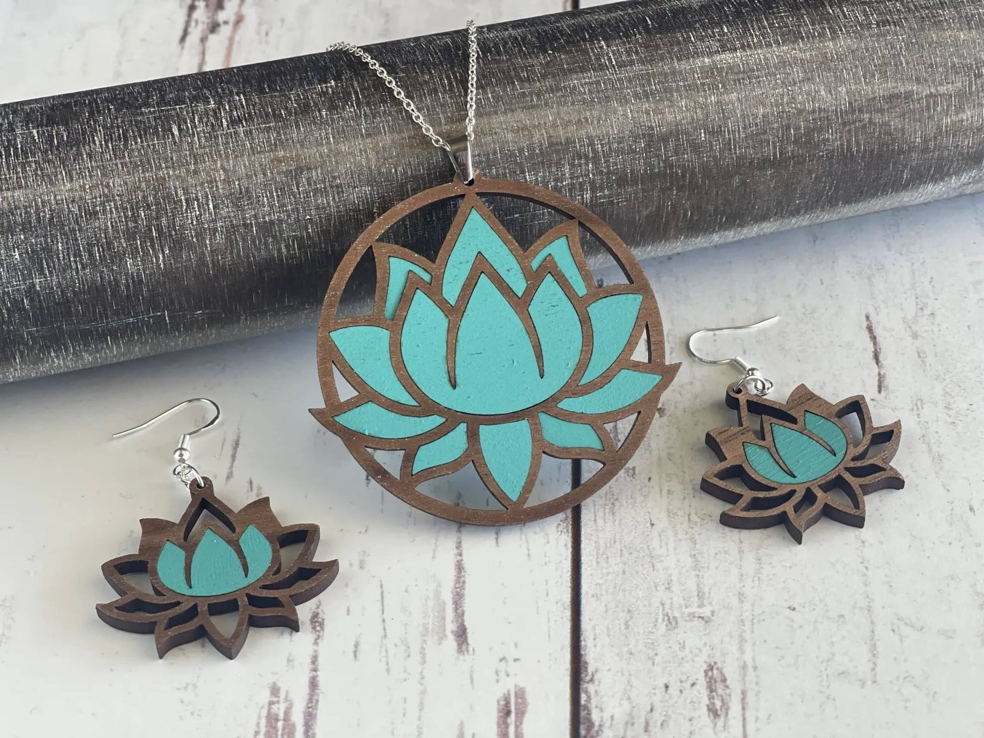 Truly Olive Exquisite Lotus Flower Necklace and Earrings Set - Jewelry Sets Jewelry Set