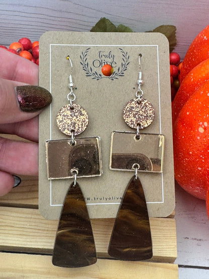 Truly Olive Sparkly Fall Dangle Earrings - Earrings Dangle Earrings
